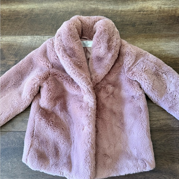 H&M Other - H&M Girls Mauve Pink Faux Fur Puffer Coat